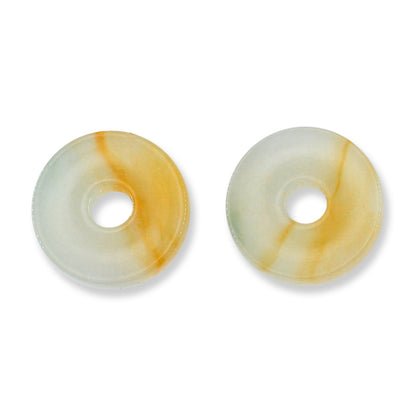 YELLOW JADEITE JADE LOOSE PAIR CIRCLE DISCS UPC #387744