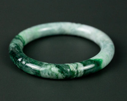 Green Jadeite Jade Carved Cylindrical Bangle 57.7MM | UPC #408180