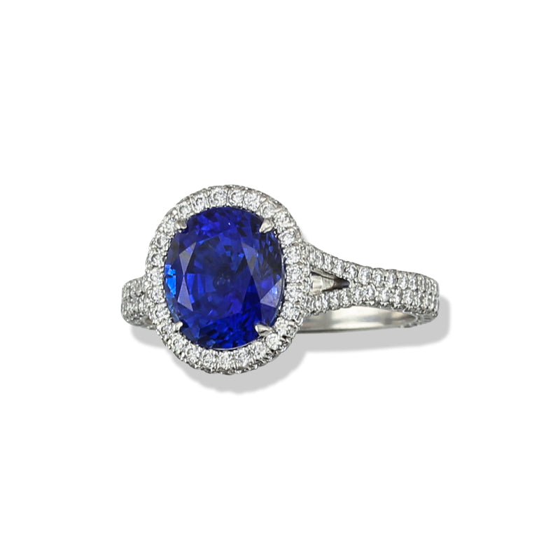 Blue Sapphire Ring for Women | Sapphire Engagement Ring in Platinum | UPC #361027