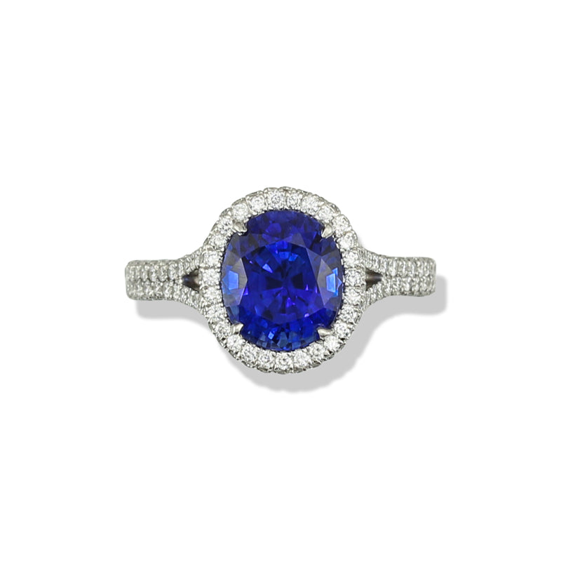 Blue Sapphire Ring for Women | Sapphire Engagement Ring in Platinum | UPC #361027