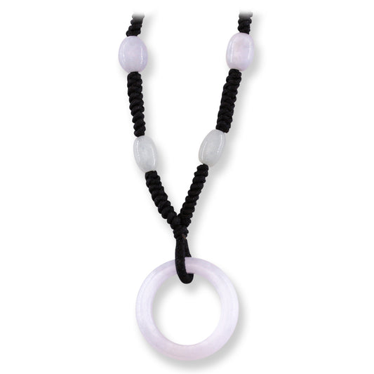 Lavender Jadeite Jade Circle and Bead Adjustable Necklace | UPC #399259