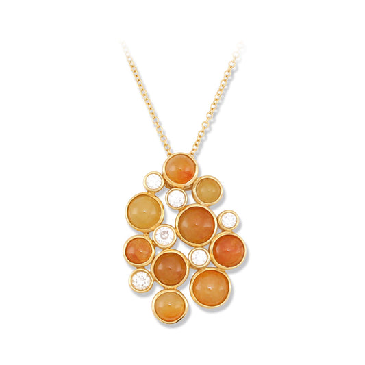 18K YELLOW GOLD YELLOW JADEITE JADE 'BUBBLE' STYLE NECKLACE UPC #340176