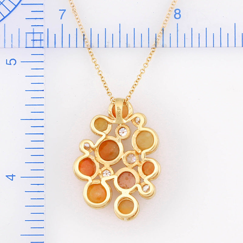 18K YELLOW GOLD YELLOW JADEITE JADE 'BUBBLE' STYLE NECKLACE UPC #340176