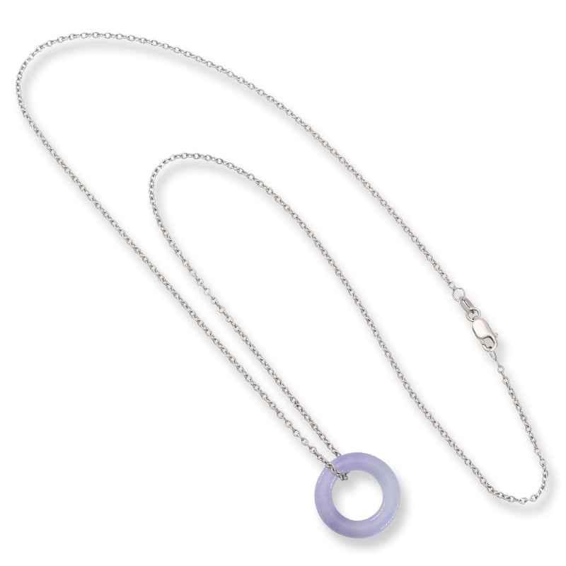 Purple Jade Jewelry | Natural Lavender Jadeite Jade Necklace for Women in 14K White Gold | UPC #392878
