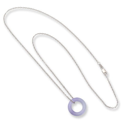 Purple Jade Jewelry | Natural Lavender Jadeite Jade Necklace for Women in 14K White Gold | UPC #392878