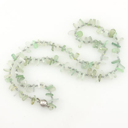 14K White Gold Icy Jade / Water Jadeite Jade Bead Necklace | UPC #351592