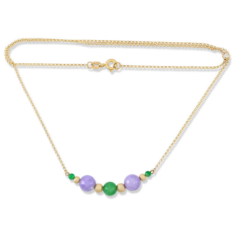 Green & Lavender Jadeite Jade 14K Yellow Gold Necklace | UPC #398061