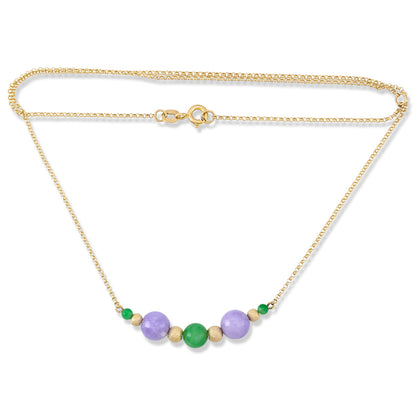 Green & Lavender Jadeite Jade 14K Yellow Gold Necklace | UPC #398061