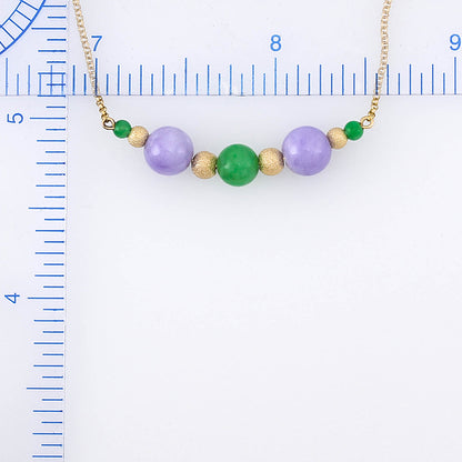Green & Lavender Jadeite Jade 14K Yellow Gold Necklace | UPC #398061