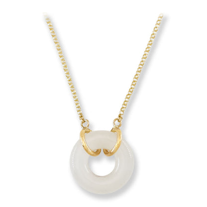 Ice Jadeite Jade Circle 14K Yellow Gold Necklace | UPC #407756