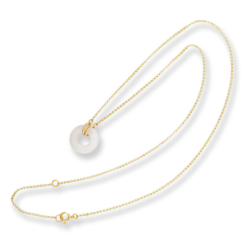 Ice Jadeite Jade Circle 14K Yellow Gold Necklace | UPC #407756