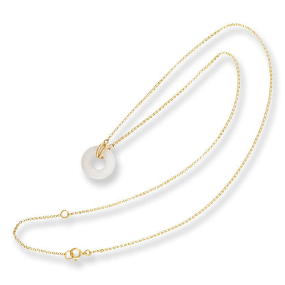 Ice Jadeite Jade Circle 14K Yellow Gold Necklace | UPC #407756