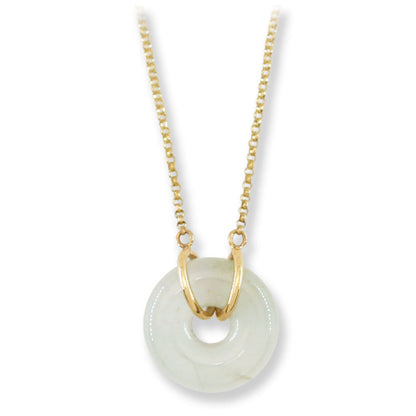 Ice Jadeite Jade Circle 14K Yellow Gold Necklace | UPC #406575