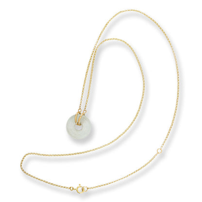 Ice Jadeite Jade Circle 14K Yellow Gold Necklace | UPC #406575