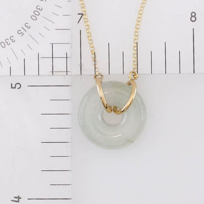 Ice Jadeite Jade Circle 14K Yellow Gold Necklace | UPC #406575