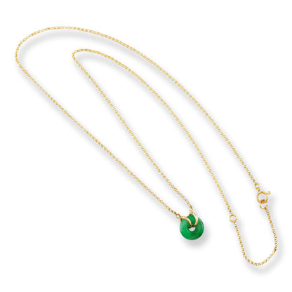 Green Jadeite Jade Circle 14K Yellow Gold Necklace | UPC #406629