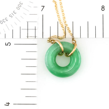 Green Jadeite Jade Circle 14K Yellow Gold Necklace | UPC #407732