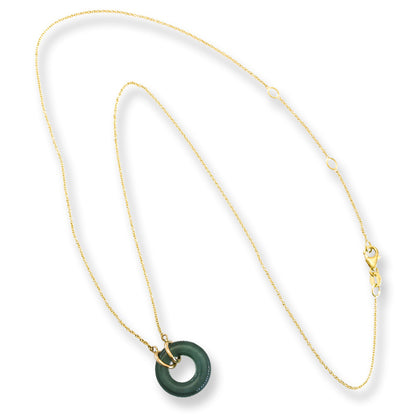 Blue-Green Guatemalan Jadeite Jade Circle on 14K Yellow Gold Chain | UPC #372160