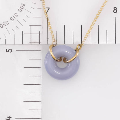 Lavender Jadeite Jade Circle 14K Yellow Gold Necklace | UPC #406605