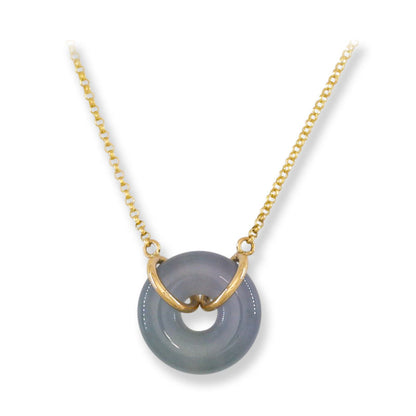 Lavender Jadeite Jade Circle 14K Yellow Gold Necklace | UPC #406599