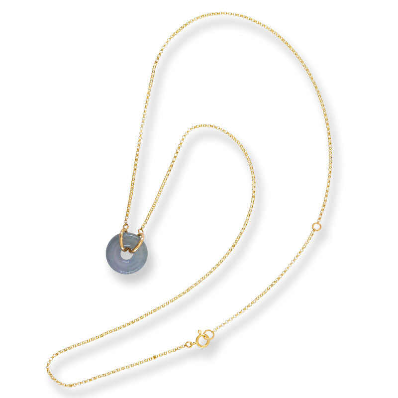 Lavender Jadeite Jade Circle 14K Yellow Gold Necklace | UPC #406599
