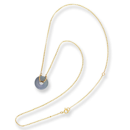Lavender Jadeite Jade Circle 14K Yellow Gold Necklace | UPC #406599