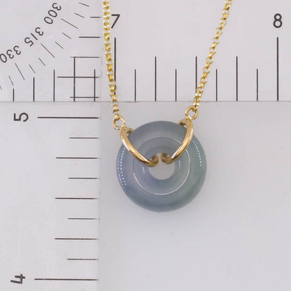Lavender Jadeite Jade Circle 14K Yellow Gold Necklace | UPC #406599