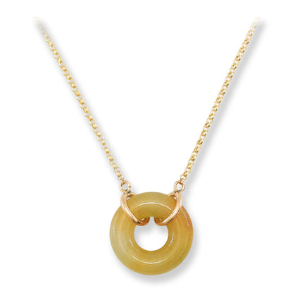 Yellow Jadeite Jade Circle 14K Yellow Gold Necklace | UPC #407787