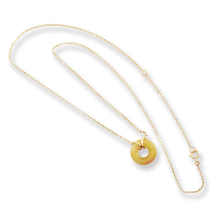 Yellow Jadeite Jade Circle 14K Yellow Gold Necklace | UPC #407787