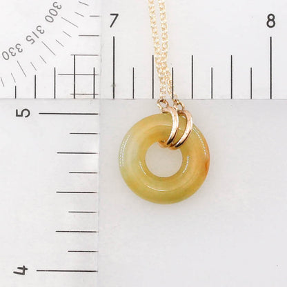Yellow Jadeite Jade Circle 14K Yellow Gold Necklace | UPC #407787