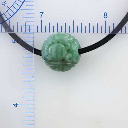 Green Jadeite Jade Carved Bead Necklace | UPC #408319