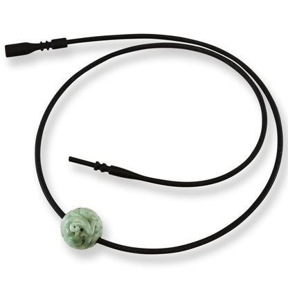 Green Jadeite Jade Carved Bead Necklace | UPC #404281