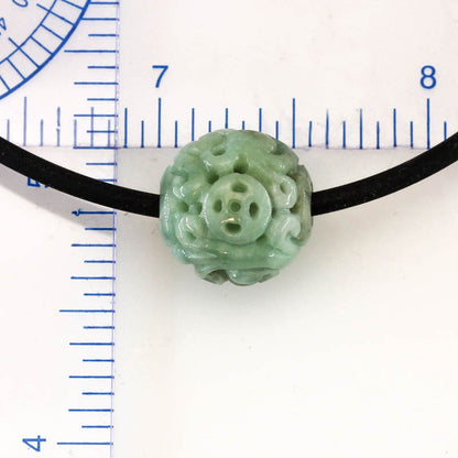 Green Jadeite Jade Carved Bead Necklace | UPC #404281