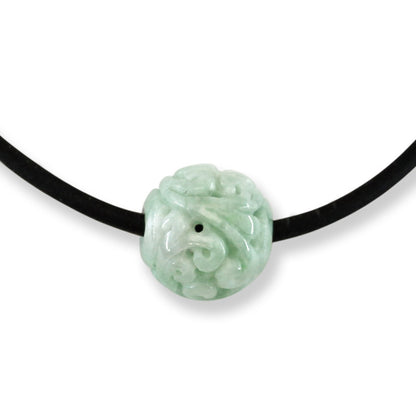 Green Jadeite Jade Carved Bead Necklace | UPC #367265