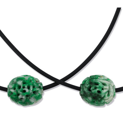 Green Jadeite Jade Carved Bead Necklace | UPC #381513