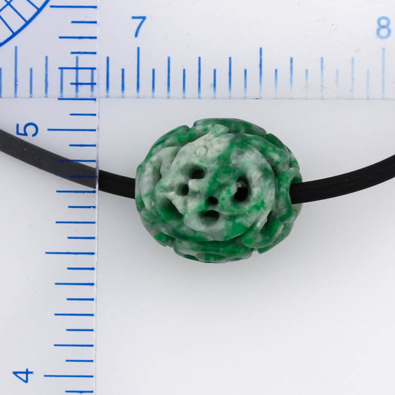 Green Jadeite Jade Carved Bead Necklace | UPC #381513