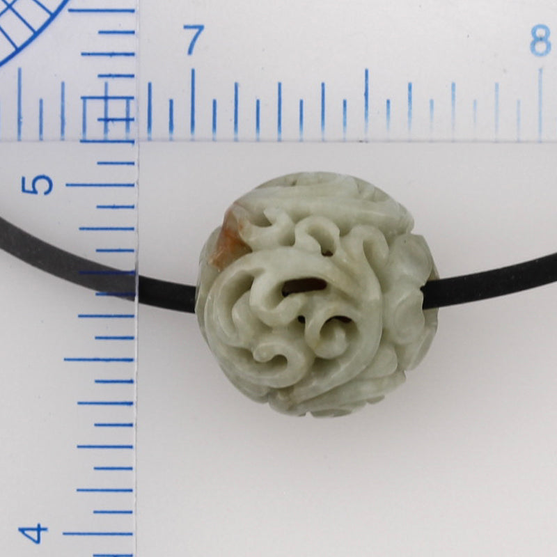 RED & GREEN JADEITE JADE CARVED BEAD NECKLACE UPC #382039