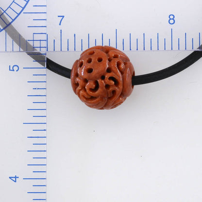 Red Jadeite Jade Carved Bead Necklace | UPC #374003
