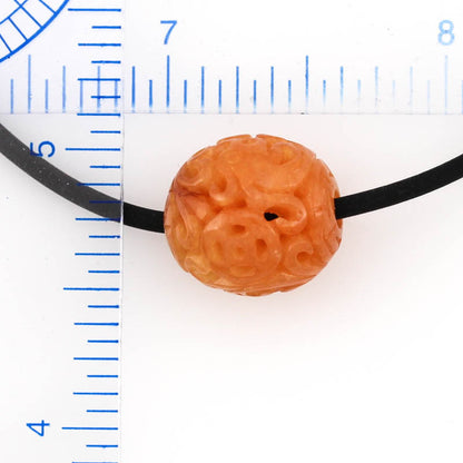 Red Jadeite Jade Carved Bead Necklace | UPC #381490