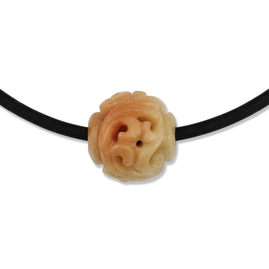 Red Jadeite Jade Carved Bead Necklace | UPC #374034