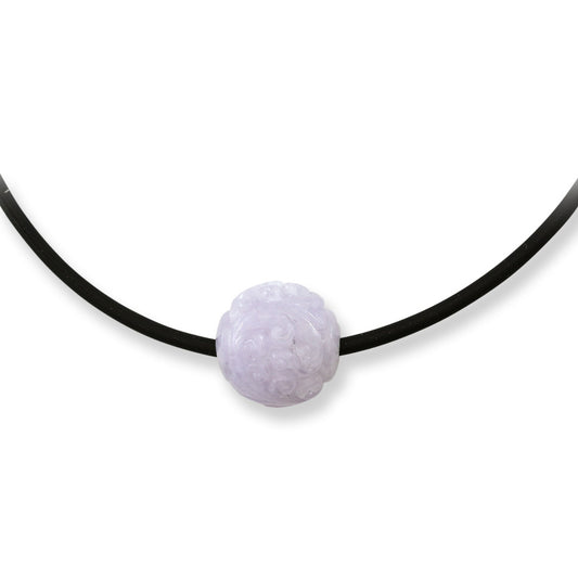 Lavender Jadeite Jade Carved Bead Necklace | UPC #408326