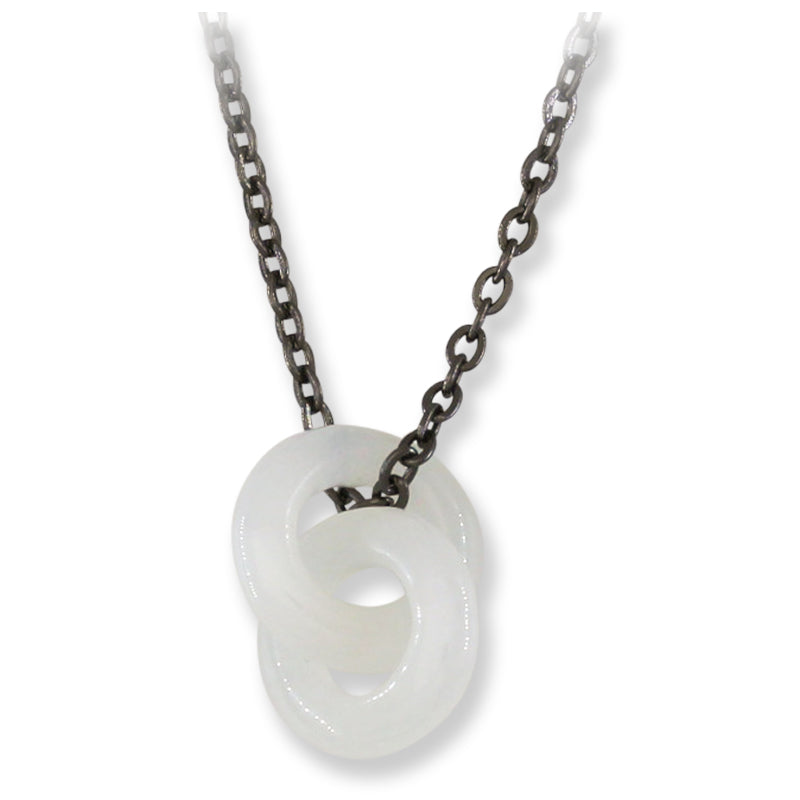 Ice Jade Interlocking Double Ring Necklace on 20" Steel Chain | UPC #392779