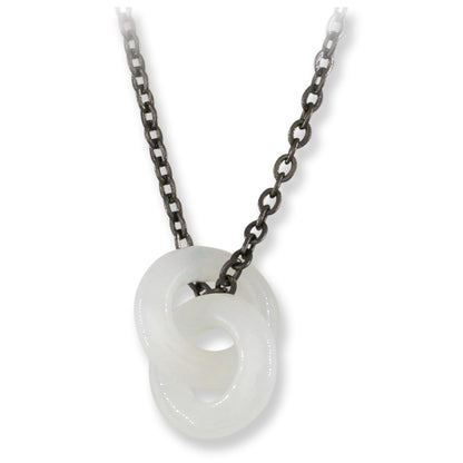 Ice Jade Interlocking Double Ring Necklace on 20" Steel Chain | UPC #392779
