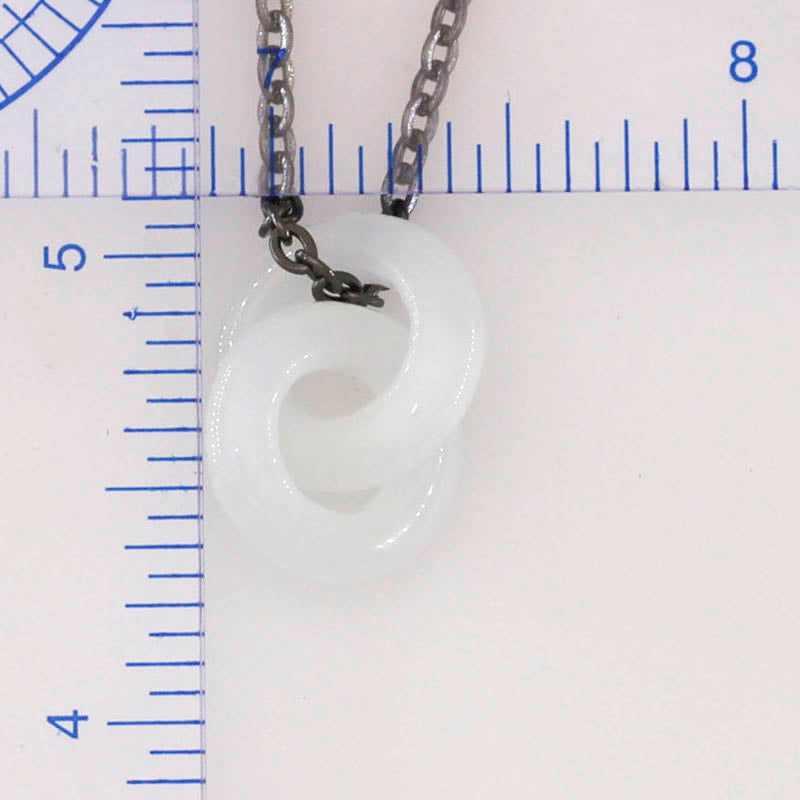 Ice Jade Interlocking Double Ring Necklace on 20" Steel Chain | UPC #392779