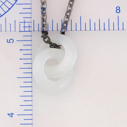 Ice Jade Interlocking Double Ring Necklace on 20" Steel Chain | UPC #392779