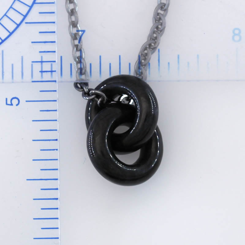 Grey Jadeite Jade Necklace Interlocking Double Ring | Interlocking Circle Necklace | UPC #392748