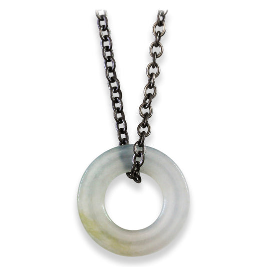 Ice Jadeite Jade Open Circle Necklace | UPC #408418