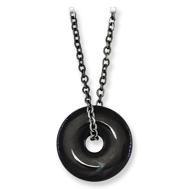 Guatemalan Black Jadeite Jade Necklace for Men and Women | Pi Disc on Chain | UPC #399600