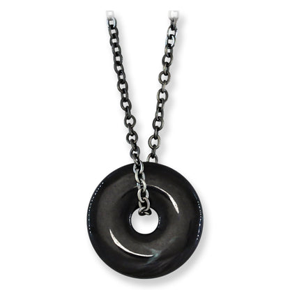 Guatemalan Black Jadeite Jade Necklace for Men and Women | Pi Disc on Chain | UPC #399600