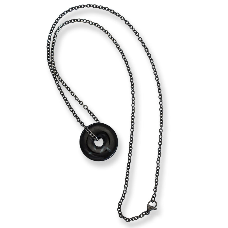 Guatemalan Black Jadeite Jade Necklace for Men and Women | Pi Disc on Chain | UPC #399600